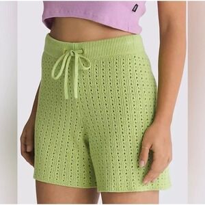 Vans Women's XS Morrison 5" Knit Shorts Green Pointelle Drawstring Y2K